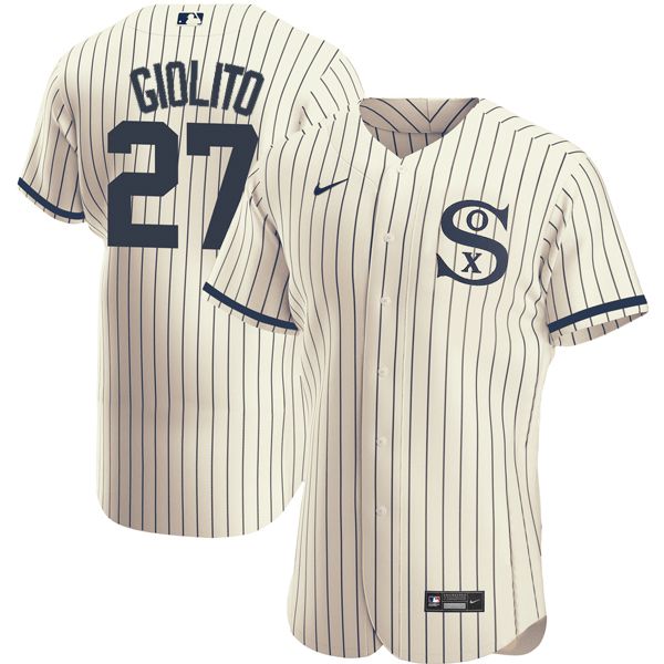 Men Chicago White Sox 27 Giolito Cream stripe Dream version Elite Nike 2021 MLB Jersey